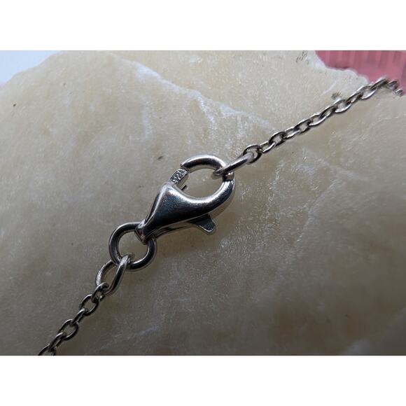 Sterling Silver 925 Double Heart Pendant Necklace 18" - Picture 6 of 8